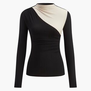 Commense Black and Cream Long Sleeve Top Size Small